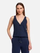 Laisva palaidinė be rankovių su pynių detalėmis